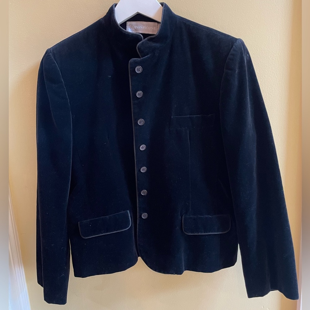Evan Picone Black Velvet Tuxedo Blazer Jacket Women’s Size 10